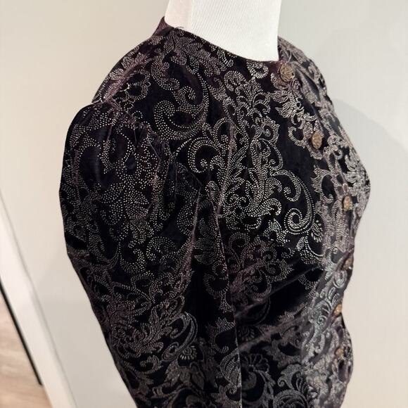Vintage 80s Gunne Sax Jacket Size XS Jessica McClintock Velvet Peplum Edwardian - Picture 8 of 15